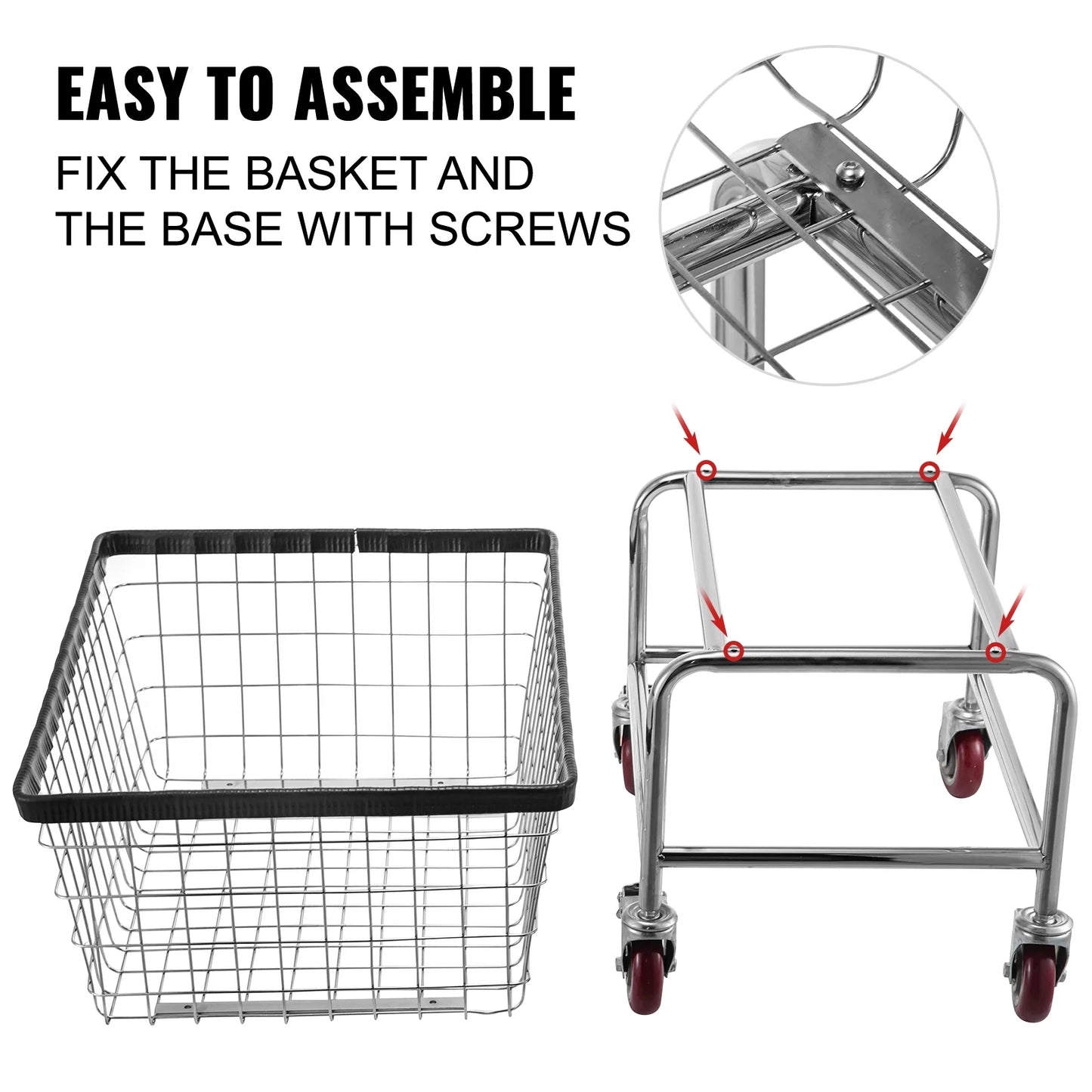 Wire Laundry Cart Wire Laundry Basket 4.5 Bushel Heavy Duty W/ 5'' Wheels