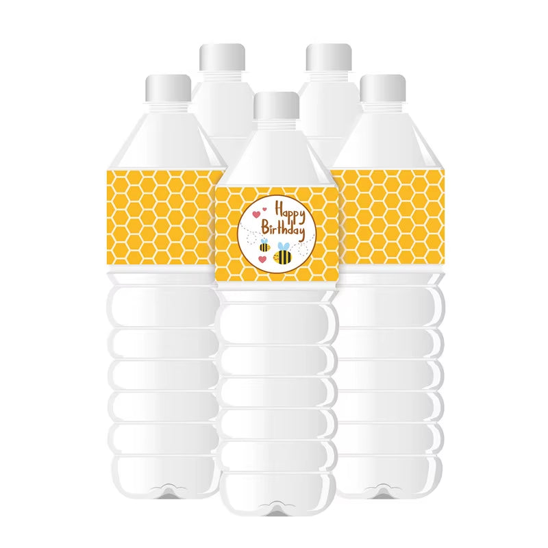 24Pcs/Lot Butterfly Bee Theme Water Bottle Labels Butterfly Bee Bottle Stickers Butterfly Bee Birthday Party Decorations