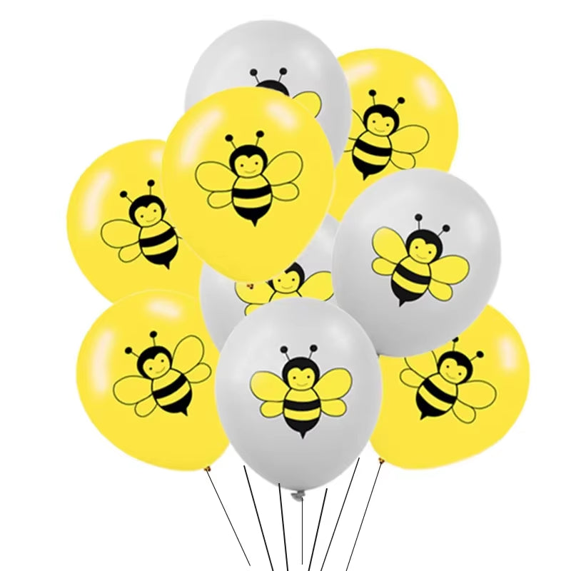 Bumble Bee Themed Happy Bee Day Balloons Happy Birthday Banner Honey Bee Party Decoration Cake Topper Baby Shower Party Supplies