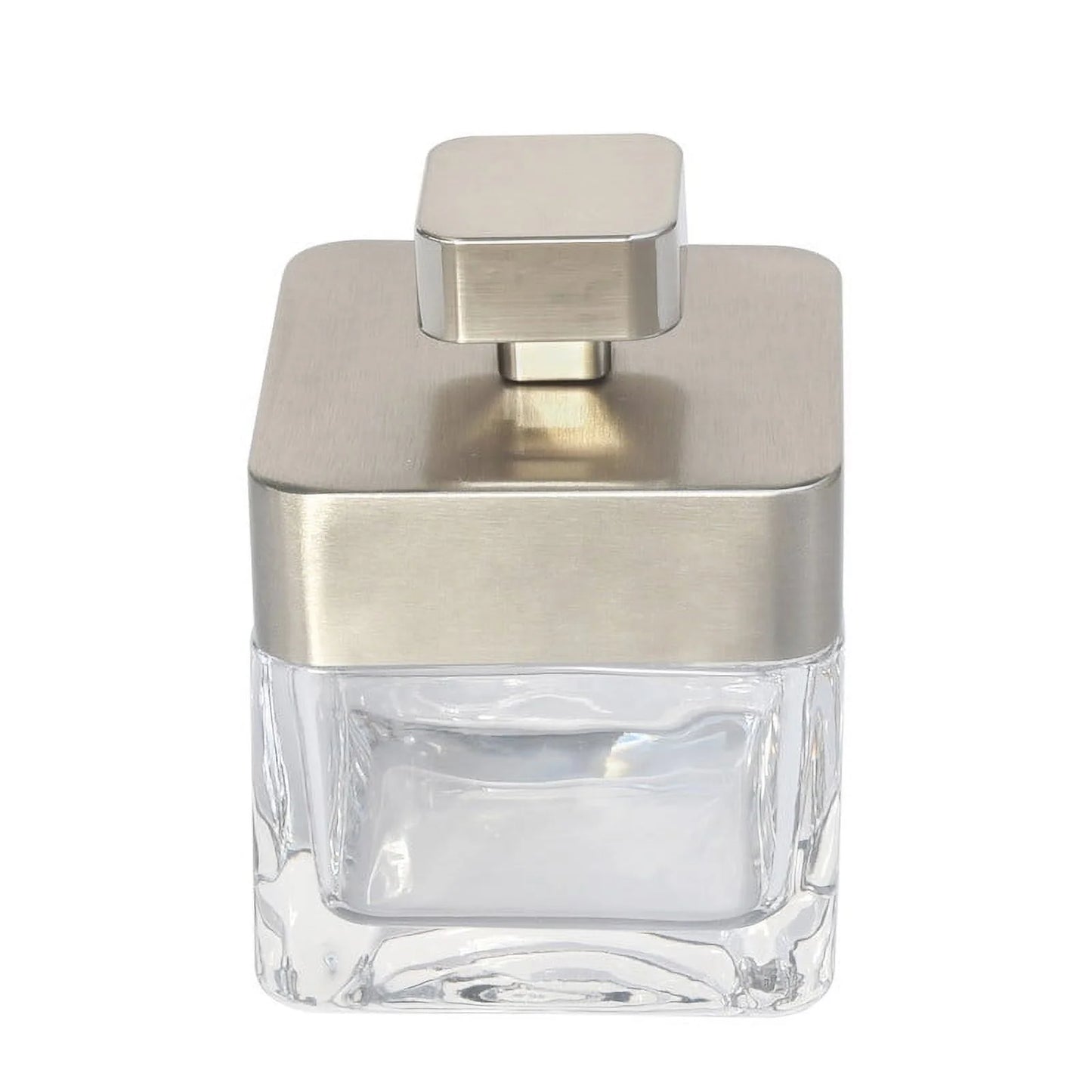Metal and Glass Covered Jar, Clear with Silver Accent