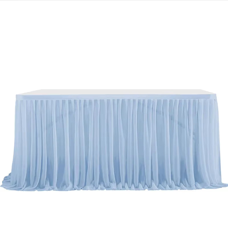 6/9FT Party Table Skirt Birthday Pleated Dessert Tablecloth Cover Wedding Festive Table Skirting Baby Shower Home Table Decor