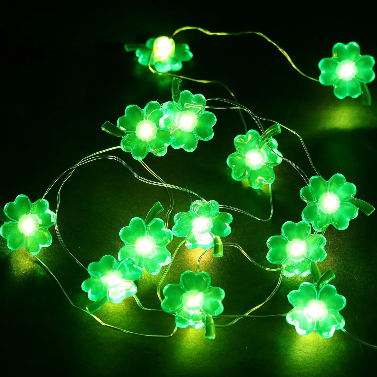 Four-Leaves String Lights LED 10Ft 50 LED Green String Lights for St. Patrick'S Day Irish Festival, Spring, Wedding, Birthday Decoration