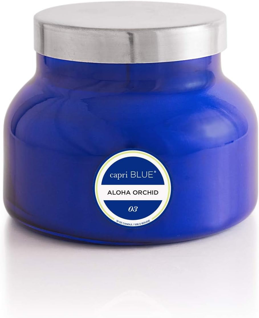Signature Jar Candles - Long Lasting Soy Wax Blend - Luxury Tropical Scented Candles - Comes in Blue Decorative Glass Jar (Havana Vanilla, 8 Oz)