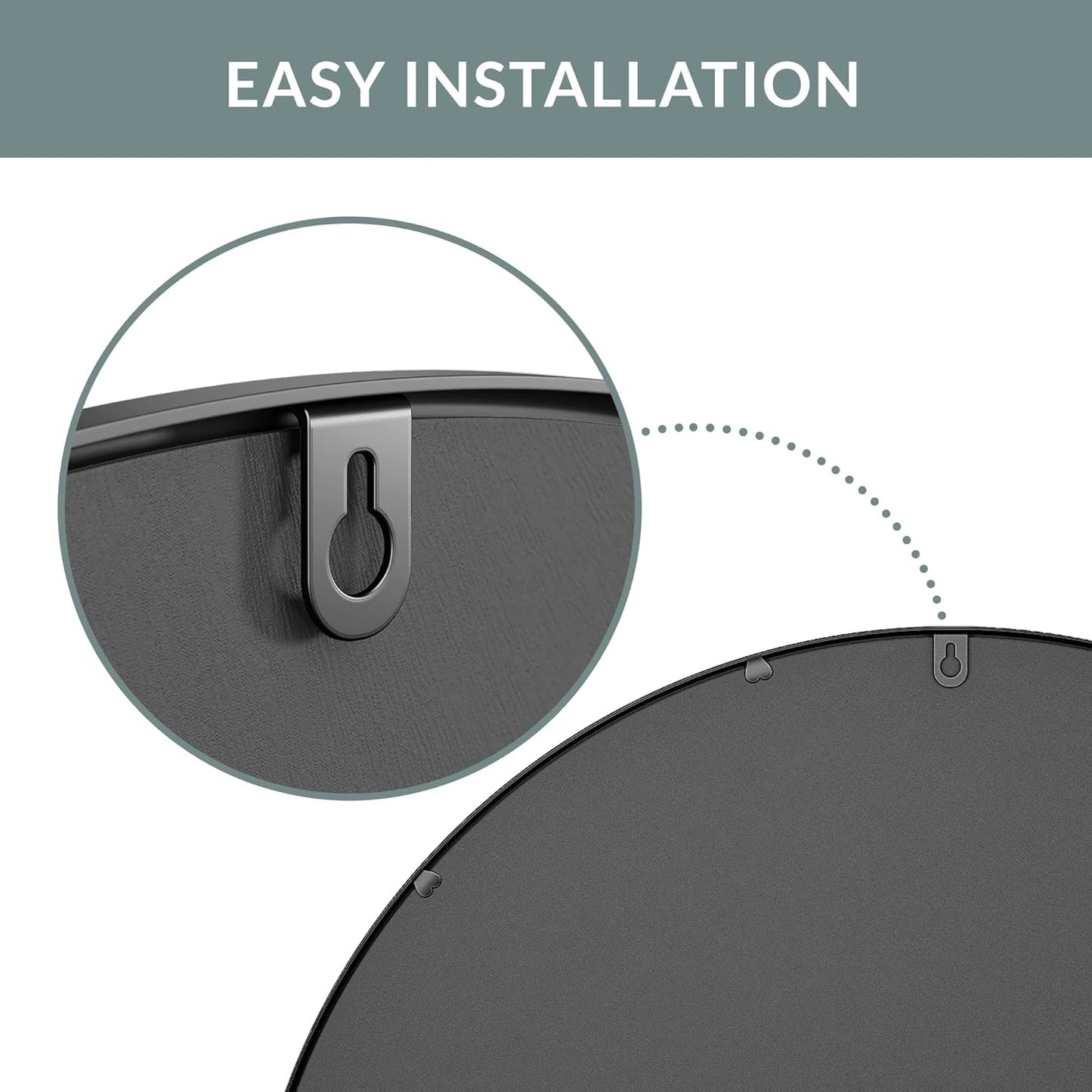 round Metal Mirror, Bathroom Vanity Wall Mirrors, Circle Mirror for Desk, Metal Framed Bedroom Mirror (24"/Black)