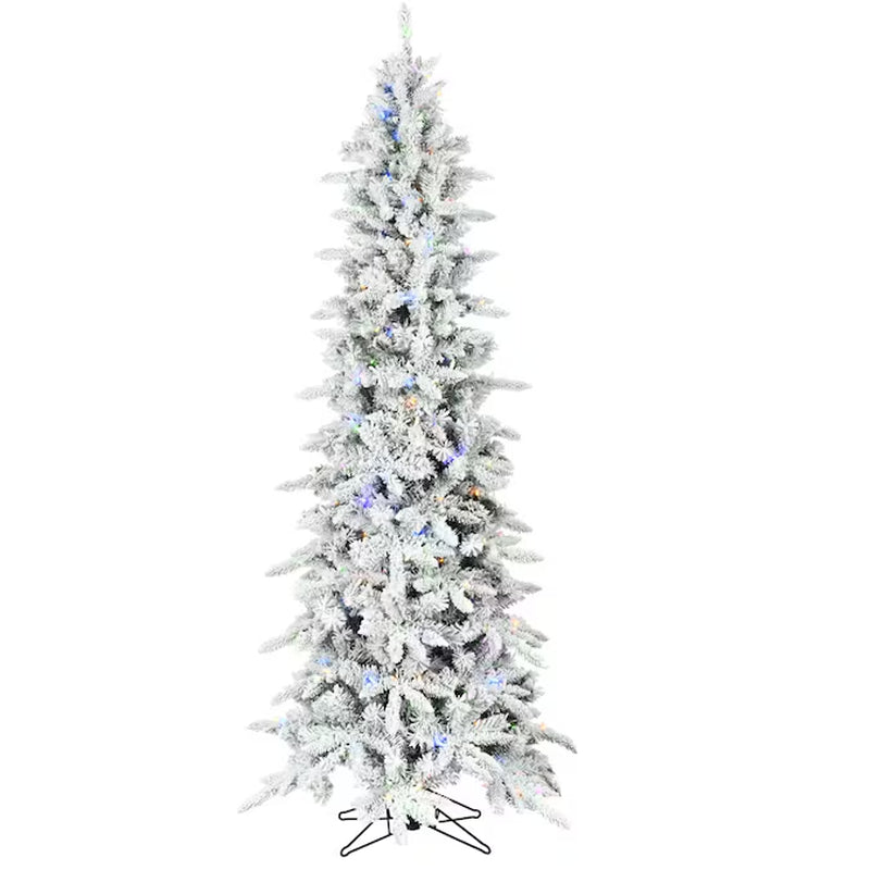 9-Ft Mountain Pine Pre-Lit Flocked White Artificial Christmas Tree with Color Changing LED Lights