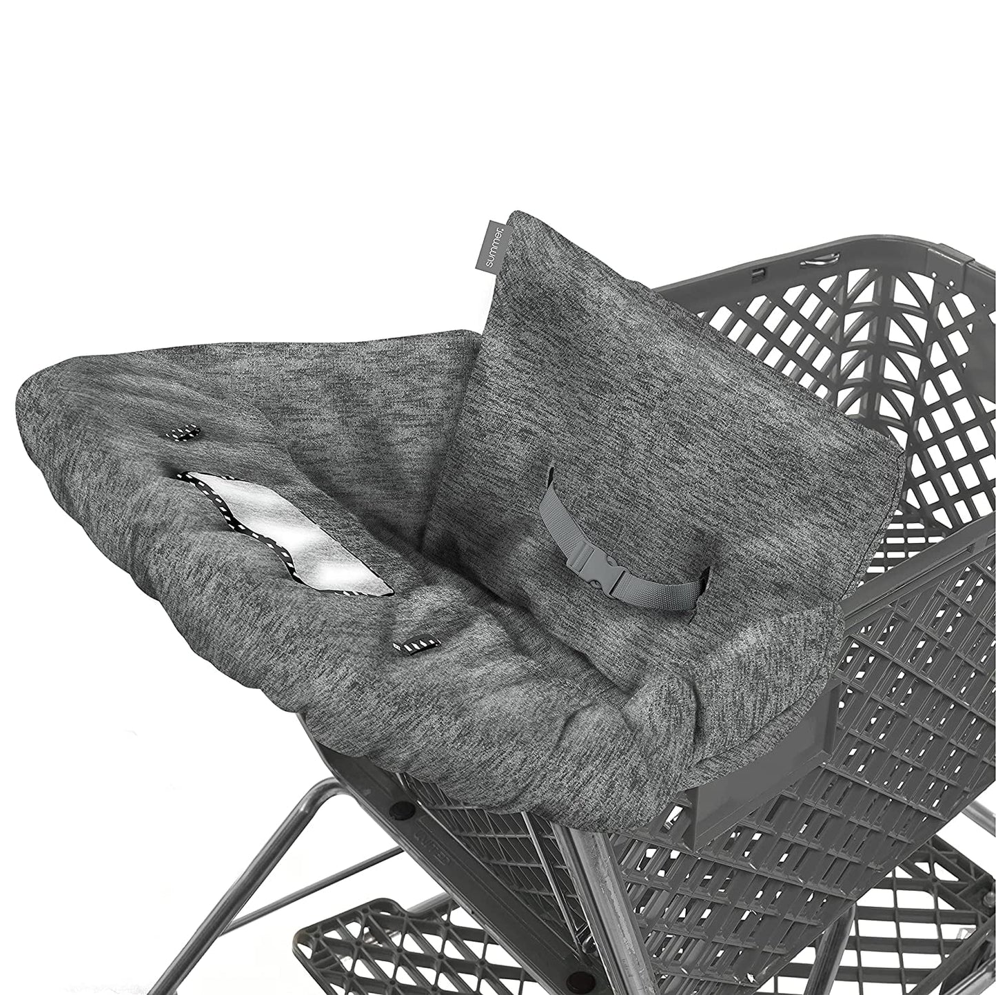 Summer 2-In-1 Full Coverage Cushy Shopping Cart Cover (Heather Gray) and High Chair Cover with Removable Seat Positioner, Strap, Phone Holder, and Toy Loops, Heather Gray and Black