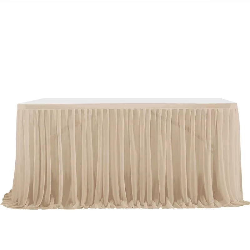 6/9FT Party Table Skirt Birthday Pleated Dessert Tablecloth Cover Wedding Festive Table Skirting Baby Shower Home Table Decor