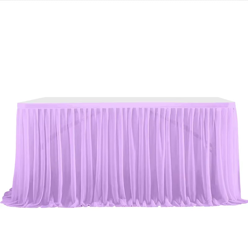 6/9FT Party Table Skirt Birthday Pleated Dessert Tablecloth Cover Wedding Festive Table Skirting Baby Shower Home Table Decor