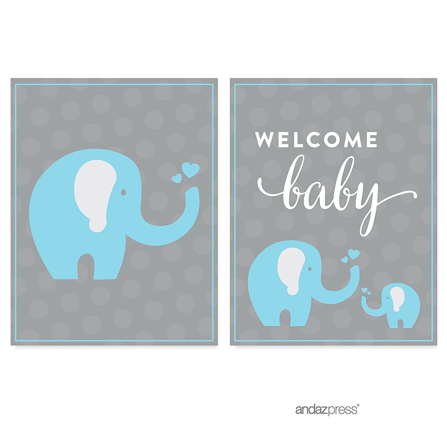 Boy Elephant Baby Shower Party Signs & Banner Decorations, 20-Pack