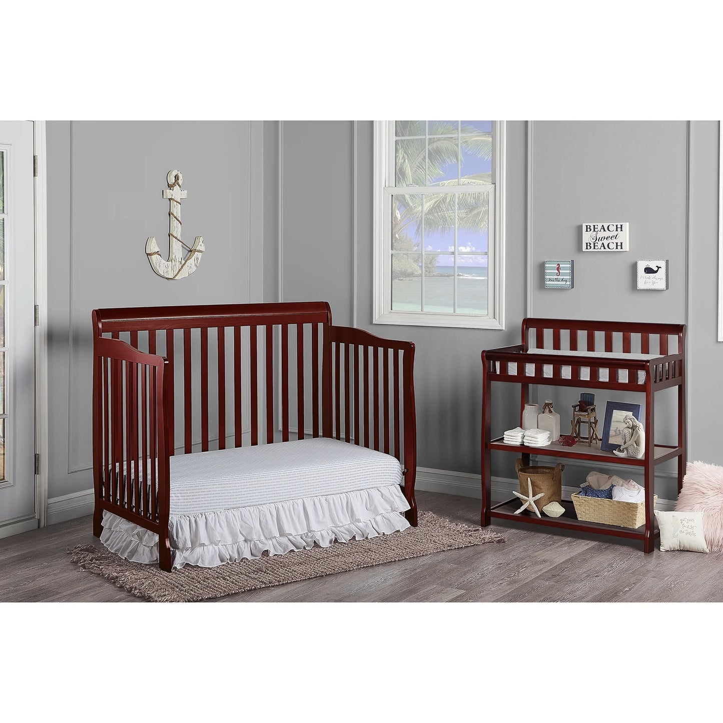 Ashton 5-In-1 Convertible Crib, Cherry, Greenguard Gold and JPMA Certified