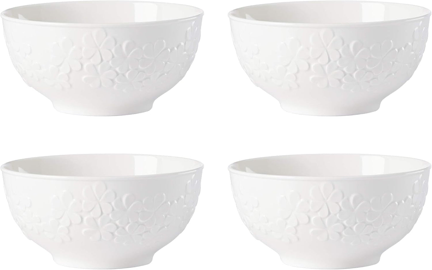 Blossom Lane 4-Piece Bowl Set, 4.05 LB, White