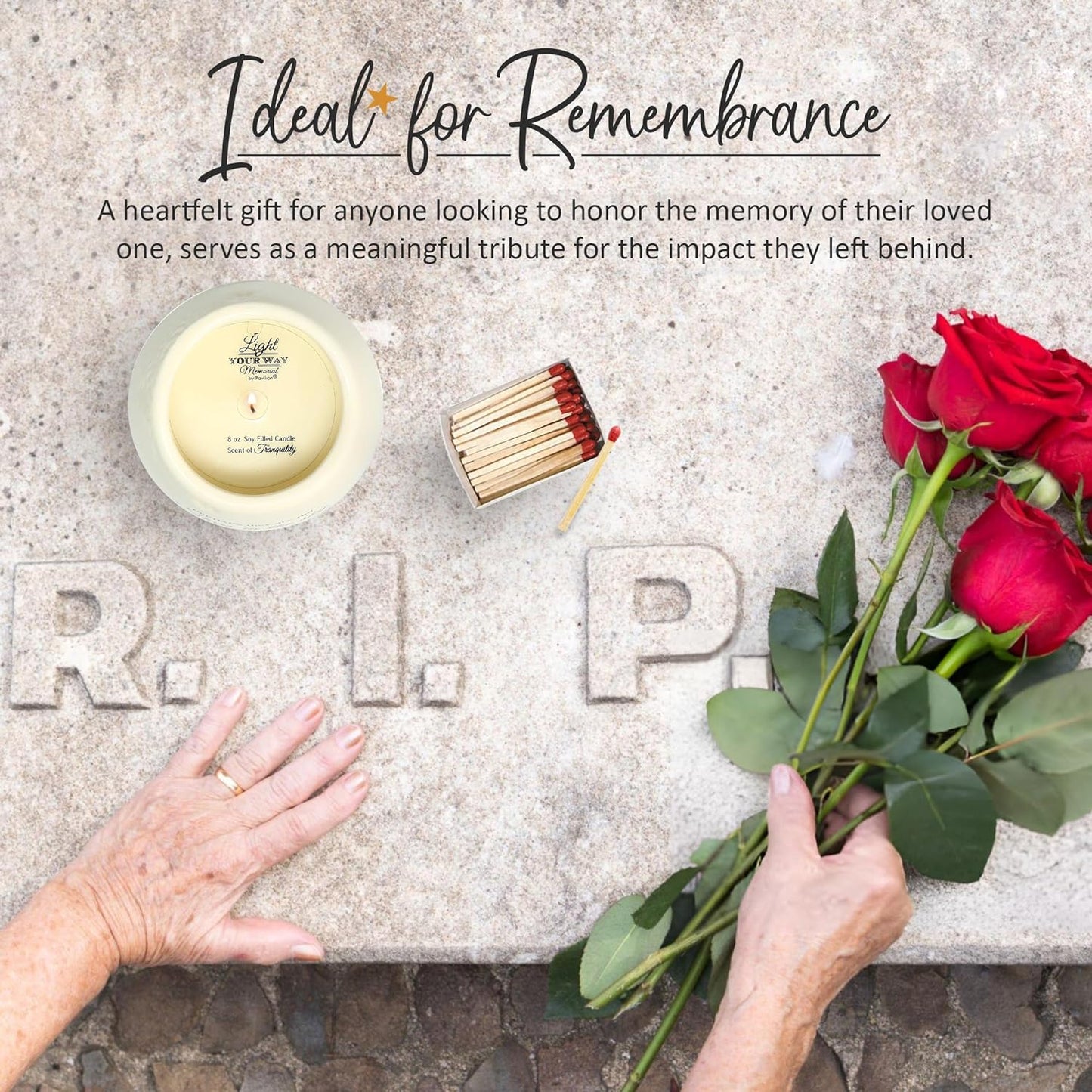 Pavilion 'In Memory, Light Remains' 19176 - White Ceramic Candle with Soy Wax in a Delicate Floral Scent, Thoughtful Sympathy, Remembrance, and Condolence Gift - 8 Ounces