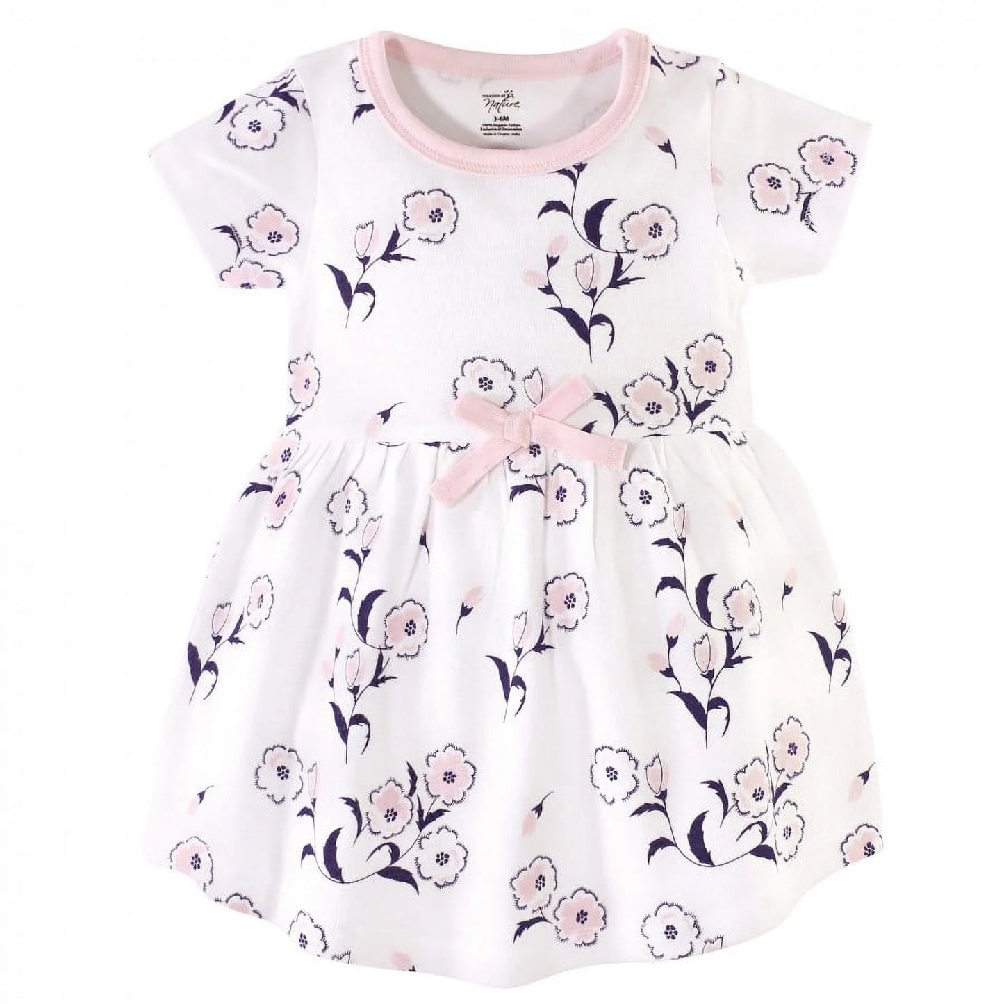 Baby and Toddler Girl Organic Cotton Short-Sleeve Dresses 2Pk, Wild Flowers, 3 Toddler
