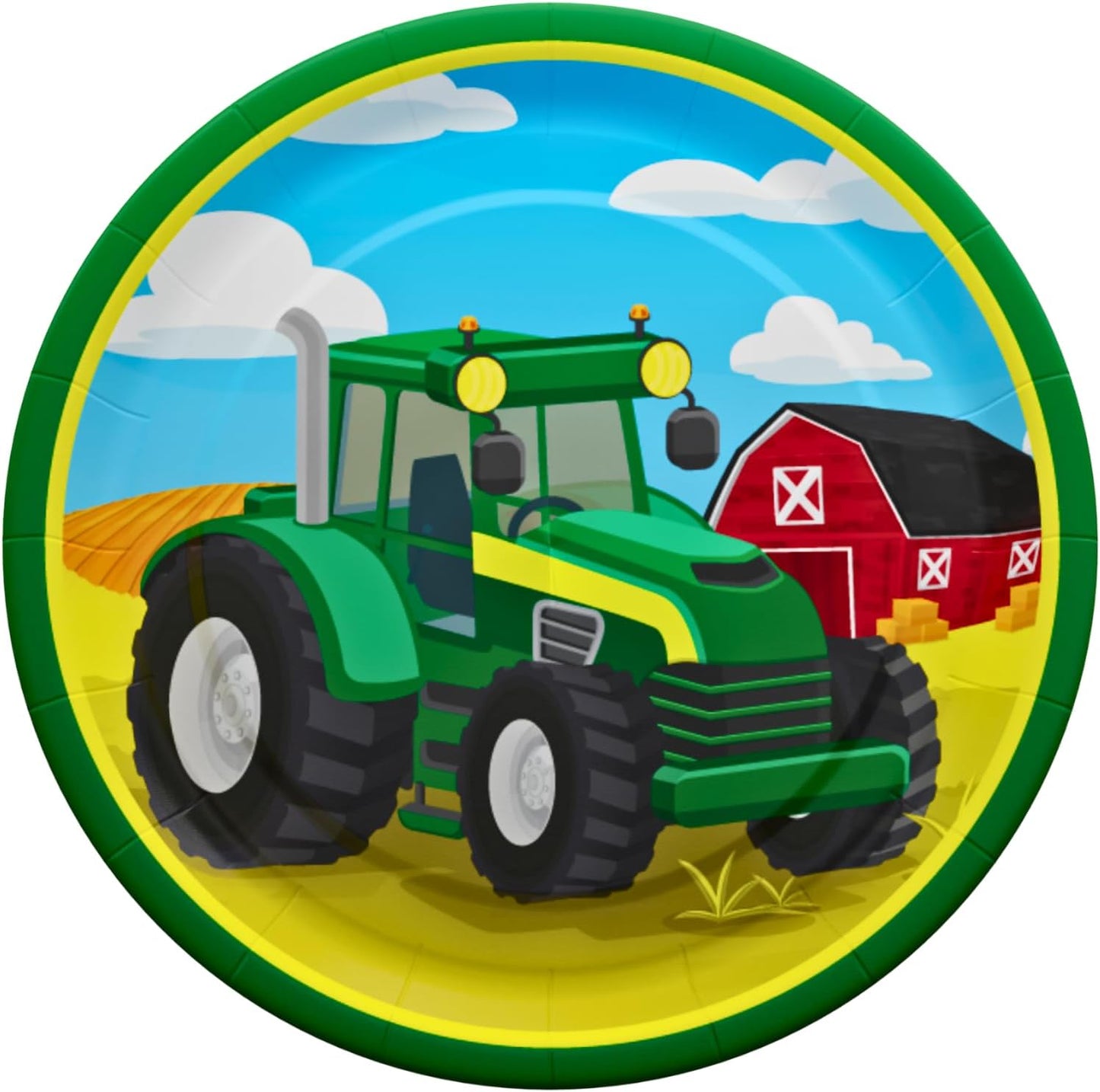 Tractor Standard Party Supplies Pack (100 Pieces for 16 Guests) - Tractor Birthday Party Supplies, Tractor Plates and Napkin, Tractor Decorations, Farm Animal Party, Baby Shower,