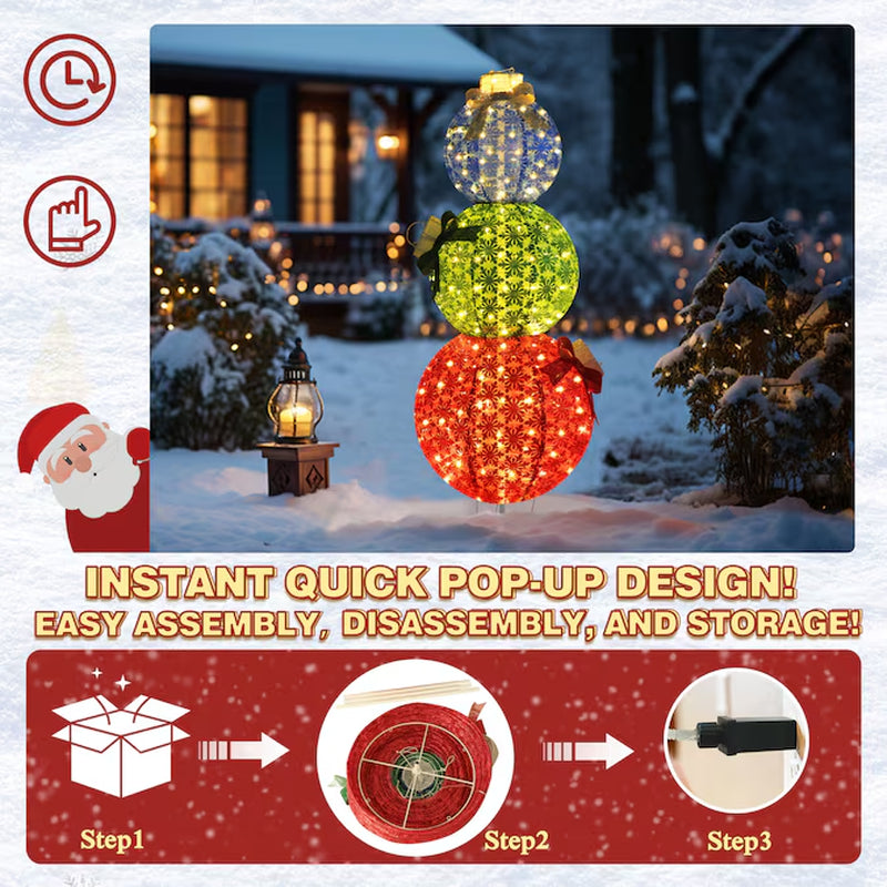 63-In Ornament Free Standing Decoration with White LED Lights
