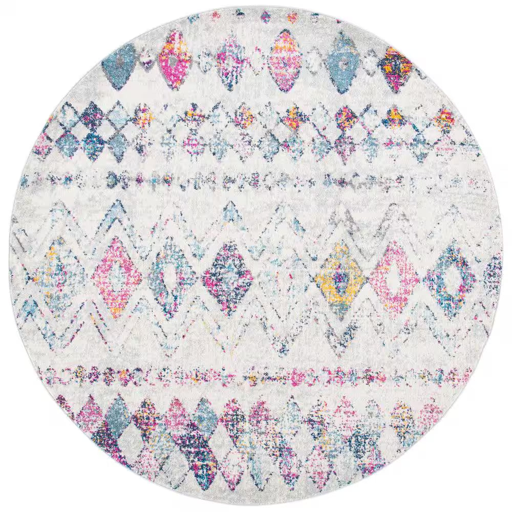 Madison Ivory/Fuchsia 5 Ft. X 8 Ft. Geometric Area Rug