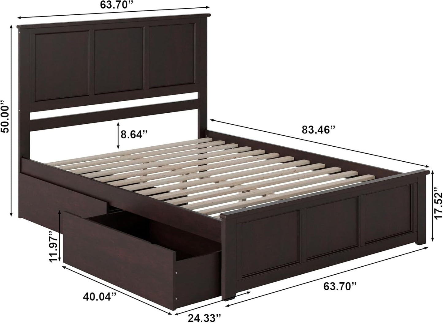 AFI Madison Queen Storage Platform Bed in Espresso