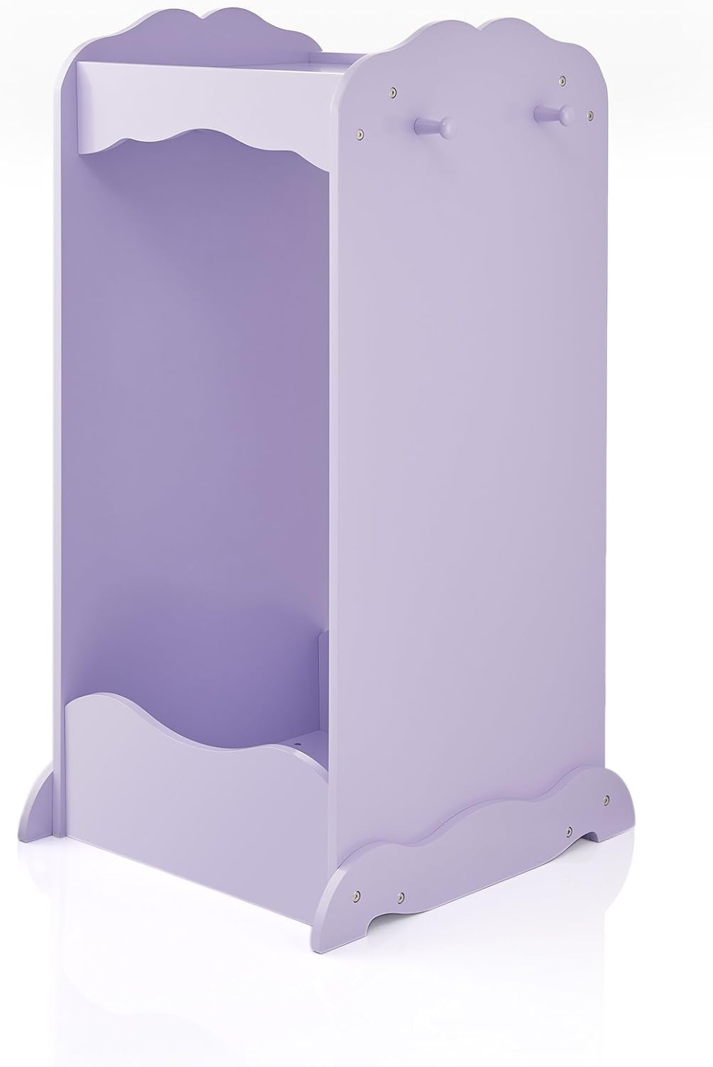 Dress up Cubby Center - Lavender: Kids Clothing Storage Rack, Costume & Shoes Wardrobe with Mirror and Side Hooks - Standing Closet for Toddlers