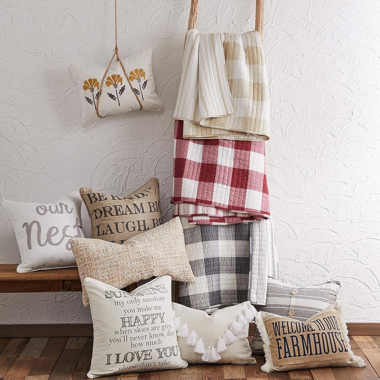 - Camden Quilt Set -Twin Quilt + One Standard Pillow Sham - Buffalo Check in Grey and Cream - Quilt Size (68 X 86 In.) and Pillow Sham Size (26 X 20 In.) - Reversible Pattern - Cotton