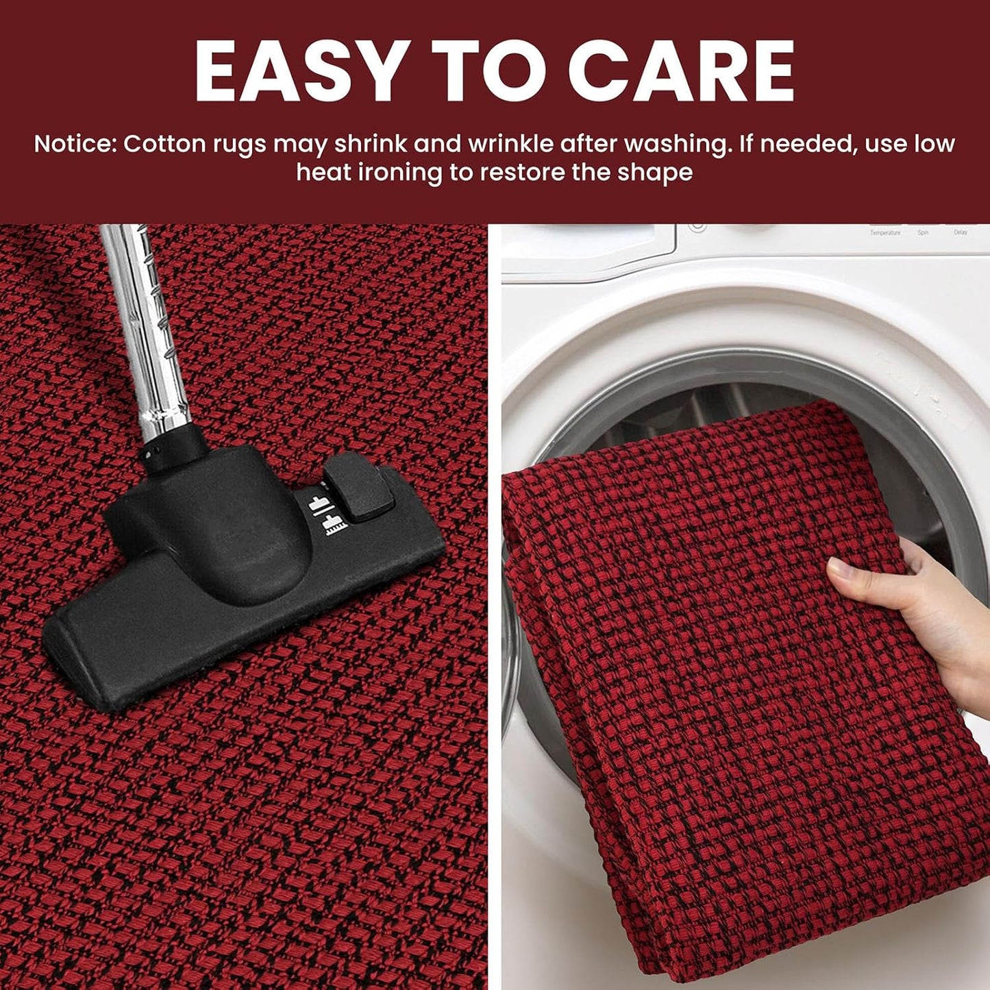 Christmas Runner Rug 2X6 Ft Black Red Woven Runners for Hallways Washable Kitchen Rug Non Slip Braided Entryway Runner Rugs Floor Carpet Runners for Indoor Foyer Bedroom Laundry