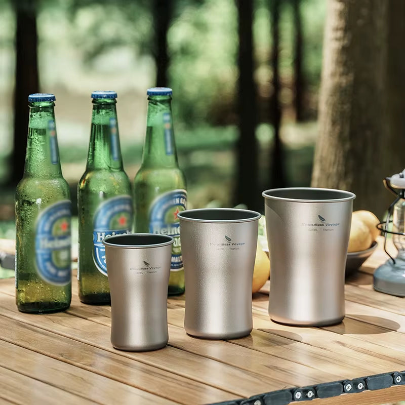 Titanium Beer Travel Mug Single Layer Cup Ultralight Coffee Tea Juicy Cup for Outdoor Camping Picnic Home Use