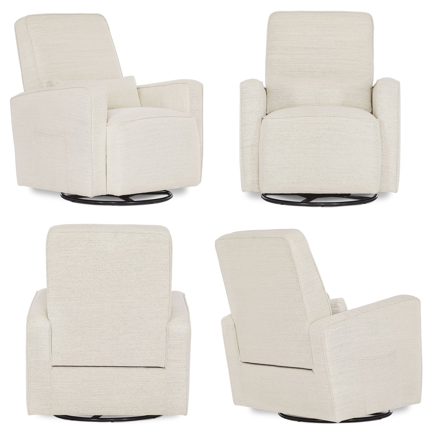 Holland Upholstered Swivel Glider | Rocker I Included Lumbar Pillow I Modern Design, Thunder
