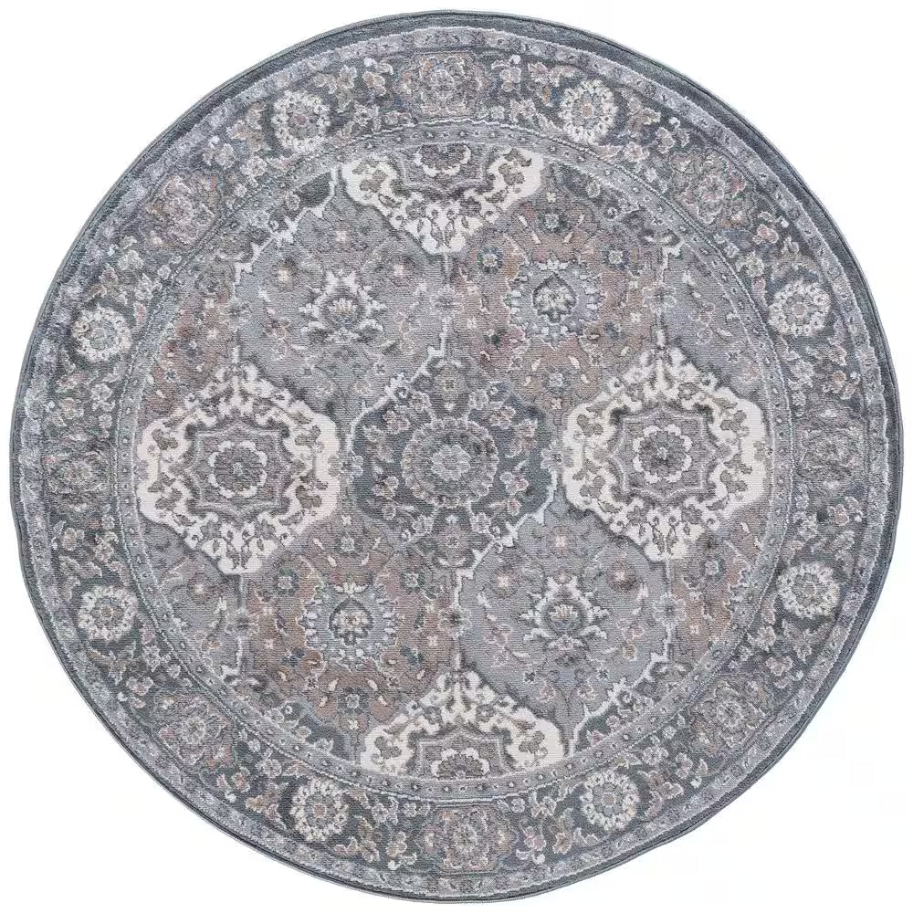 Madison Oriental Gray 8 Ft. round Indoor Area Rug