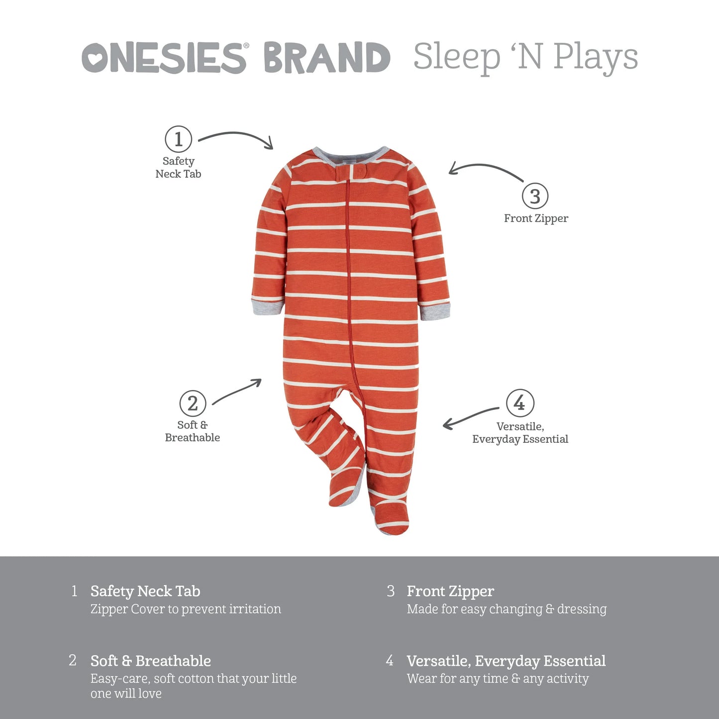 Brand Baby Boy Sleep 'N Plays Footed Pajamas, 4-Pack, Newborn - 6/9M