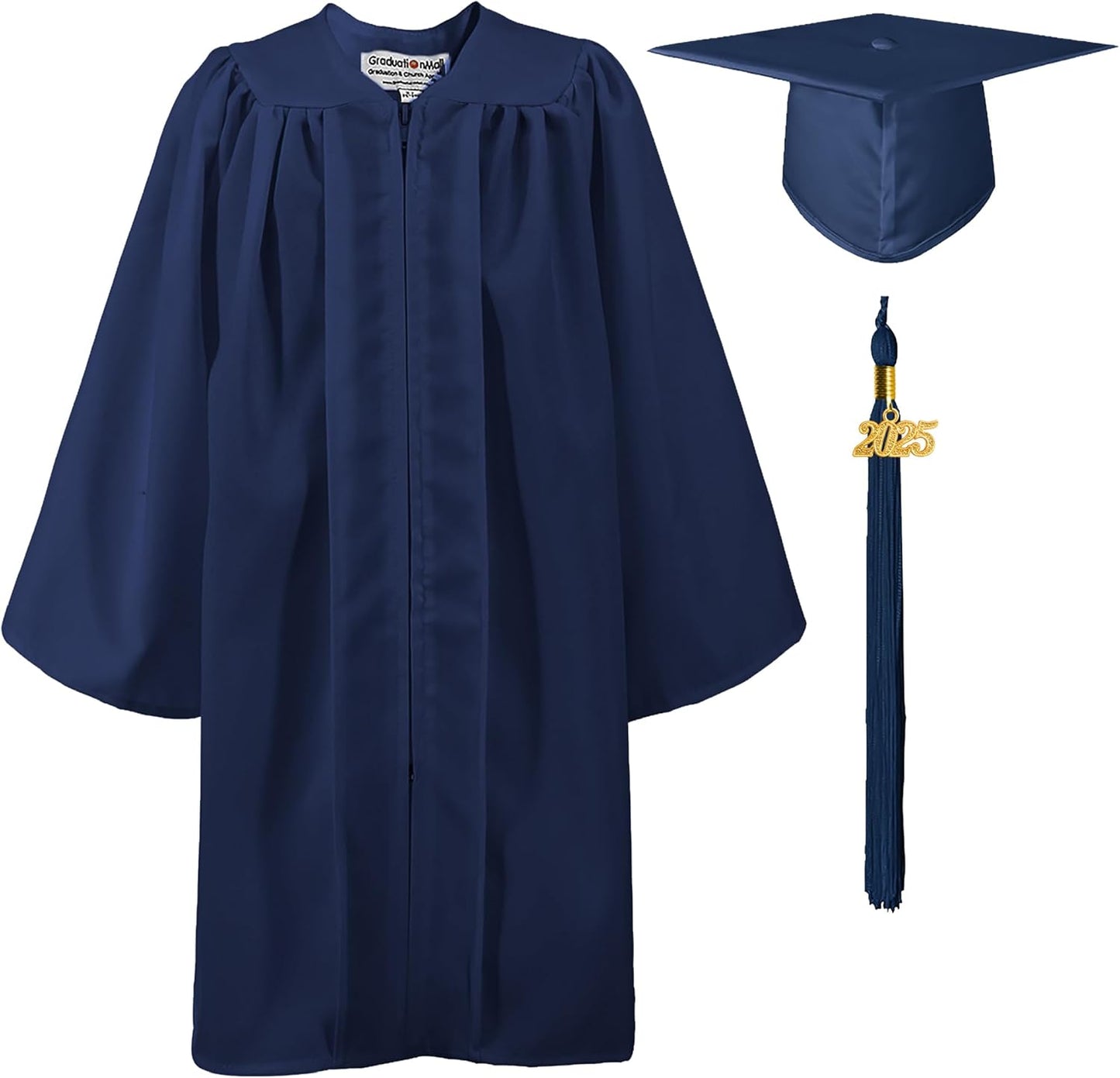 Matte Kindergarten Graduation Gown Cap Set with 2025 Tassel