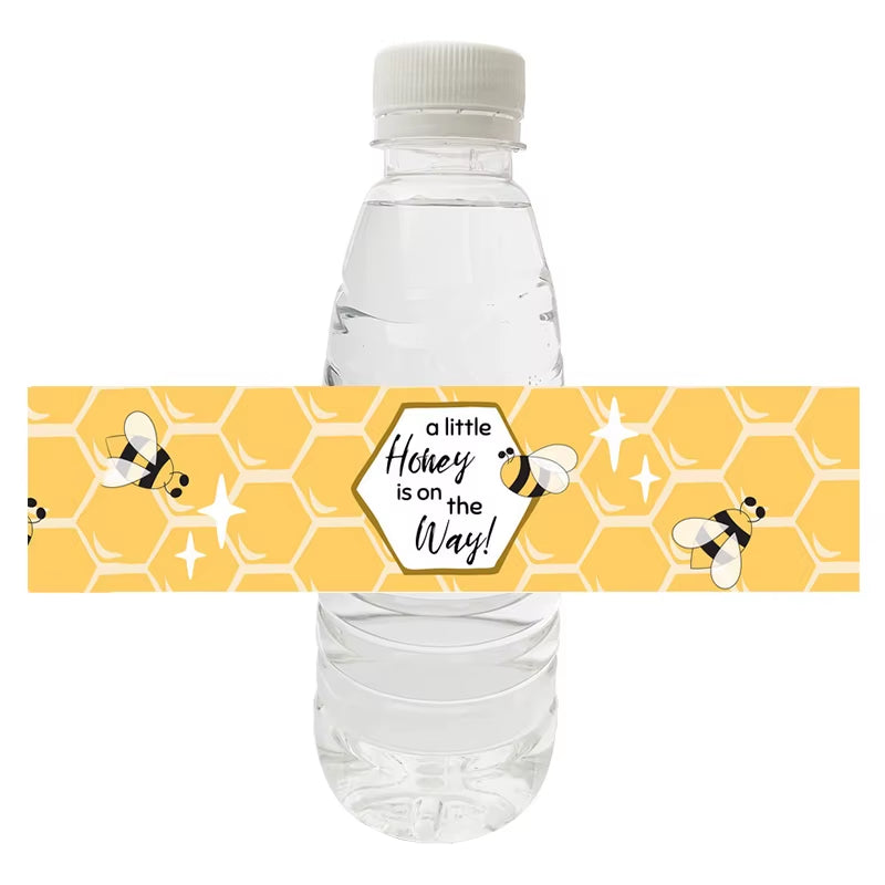 10Pcs Happy Bee Day Bottle Labels Stickers Happy Birthday Honey Bee Party Baby Shower Decorations Kids Toy Water Labers