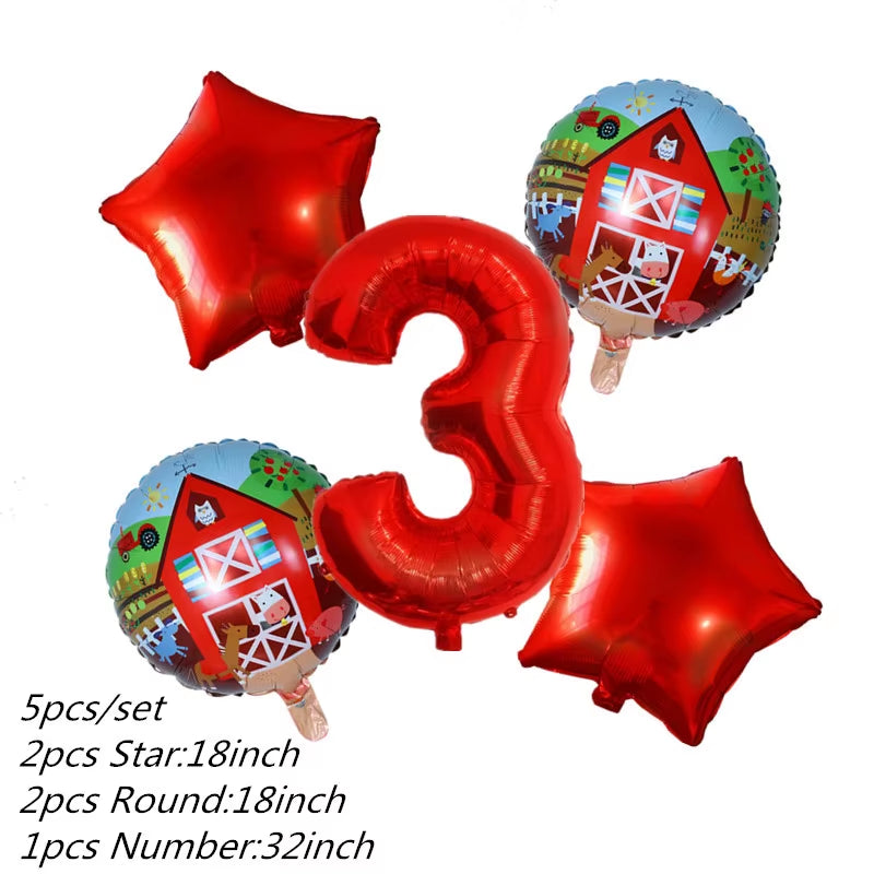 Baby Shower Farm Animals Theme Party Favors Decorations with Balloon Cartoon Disposable Tableware Sets Birthday Party Supplies