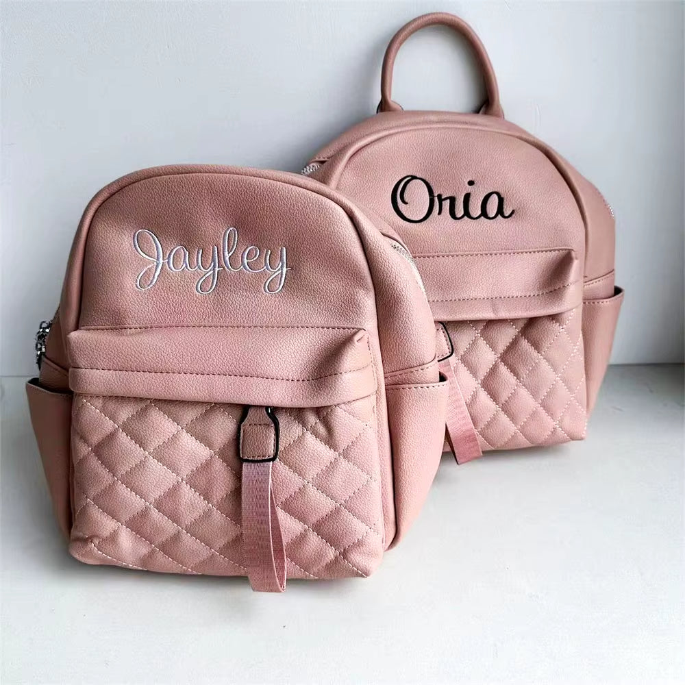 Women'S PU Backpack Custom Name Fashion Ladies Small Backpack Bridesmaid Bride Gift Bag with Embroidered Name of Wedding Party