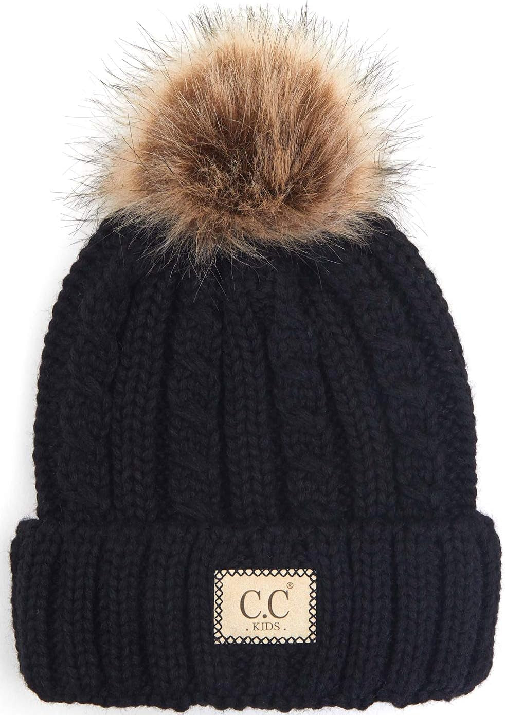 Cozy Toddler Cable Knit Pom Beanie - Warm Winter Hat for Kids