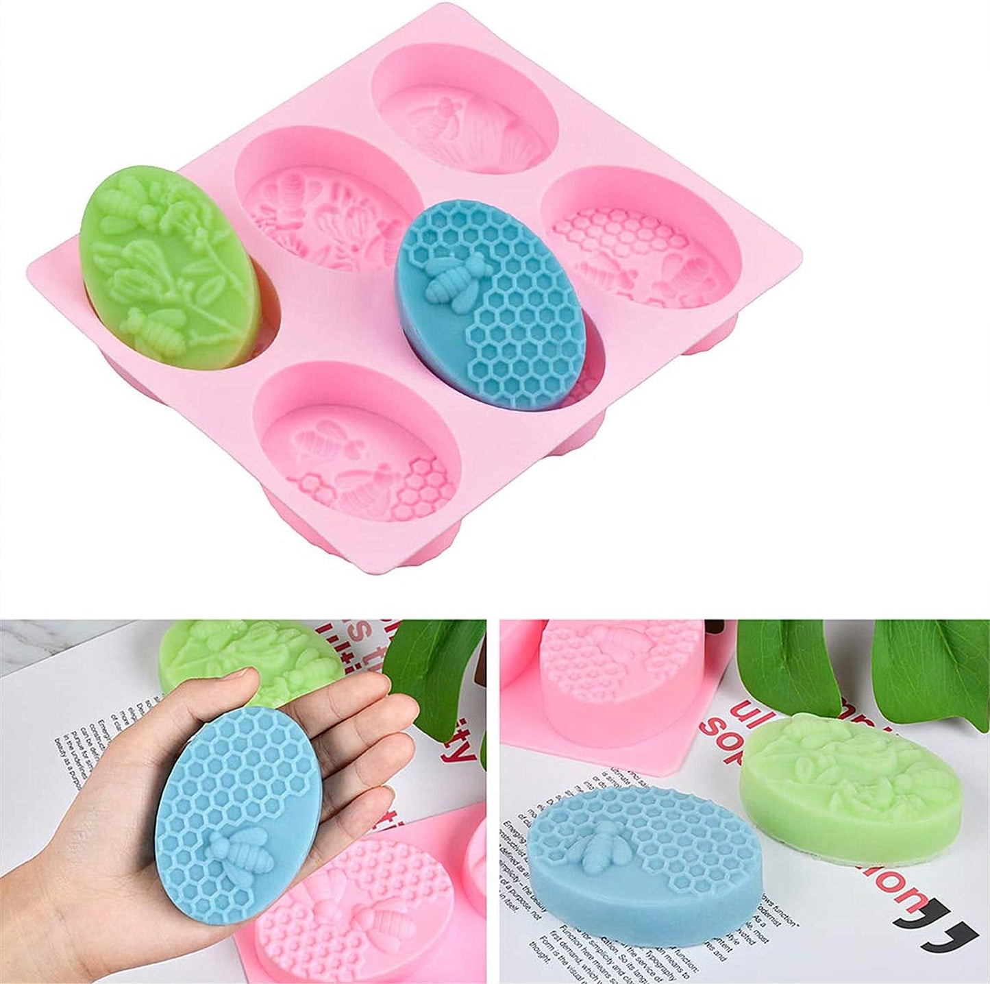 2Pcs Bee Silicone Soap Molds, Honeycomb Molds for Chocolate Jelly Candy Making