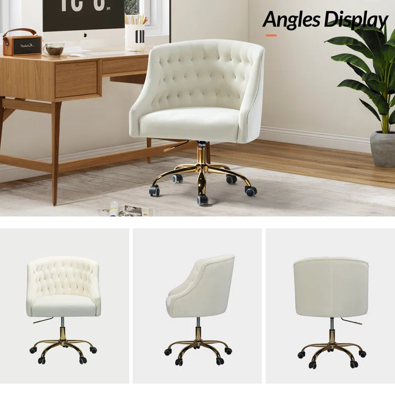 Louise 35.5'' H Velvet Hand-Curated Task Chair with Button Tufted