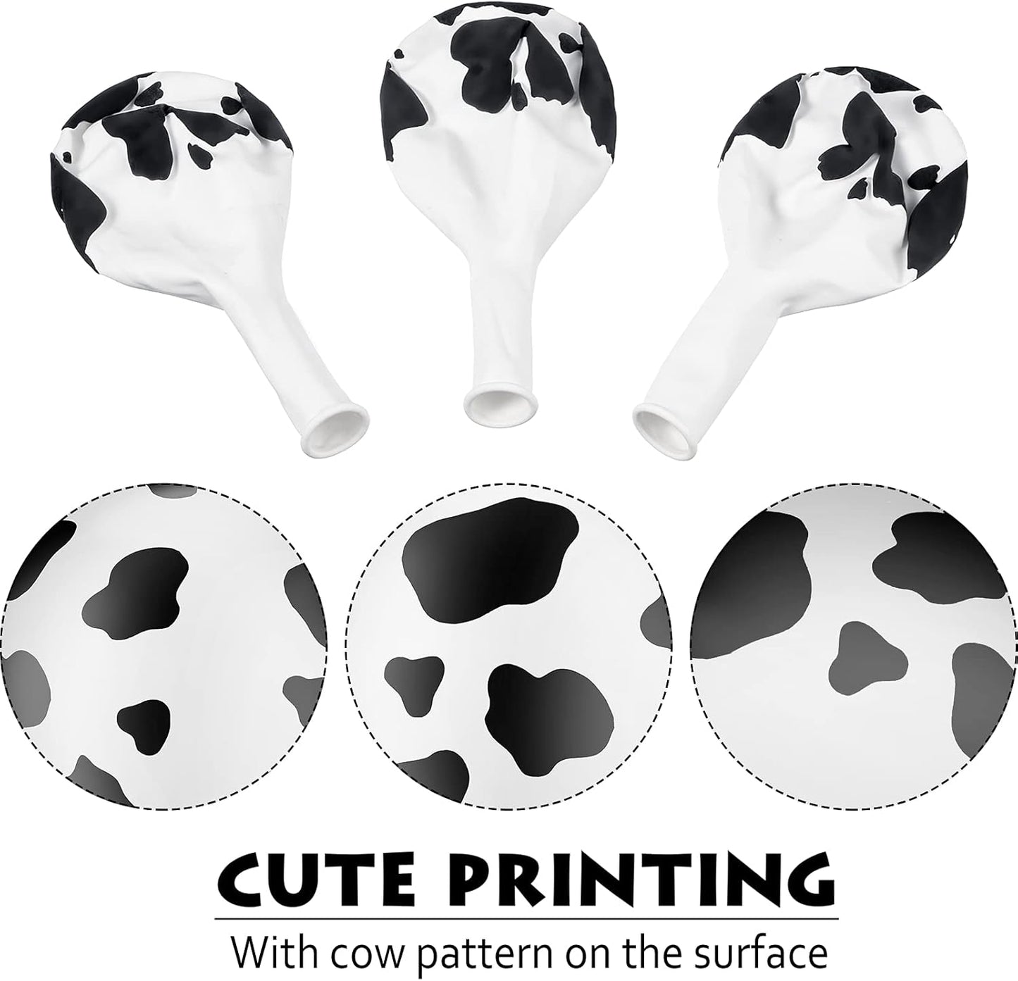 25 Pieces Cow Party Balloons Funny Print Balloons Latex Balloons Western Theme Farm Balloons for Birthday Farm Party Favor Supplies Decorations(Cow Style)