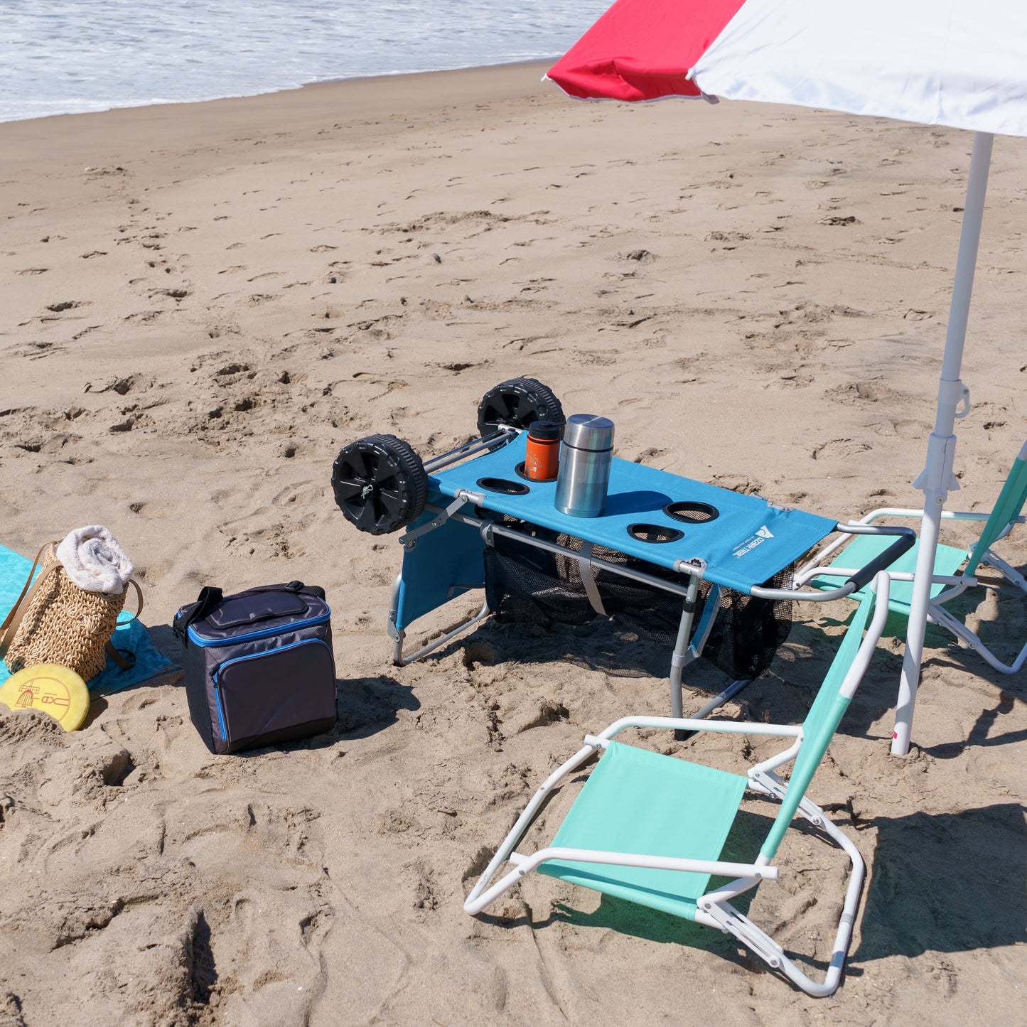 Sand Island Convertible Beach Cart, Blue, Outdoor Camping Wagon, Adult, Steel Tubing, 43.5In Height