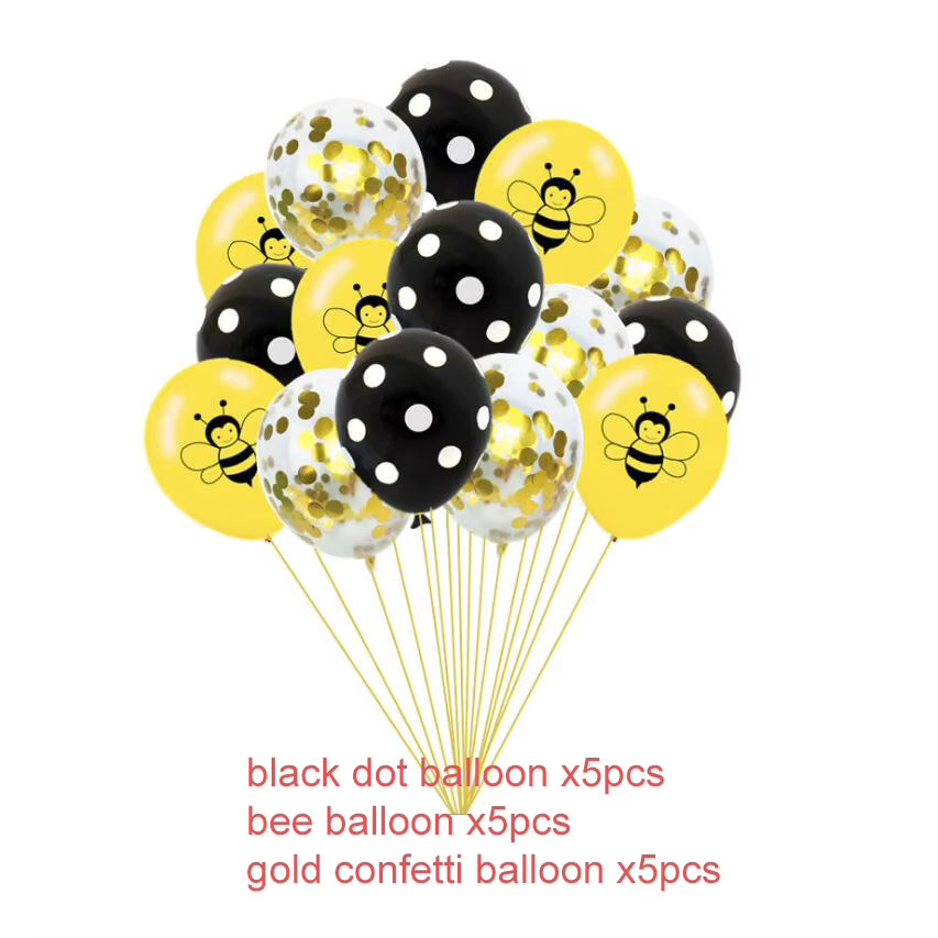 Bumble Bee Theme Party DIY Supplies Kids Birthday Party Decoration Latex Balloon Garland Disposable Tableware Set Baby Shower Su