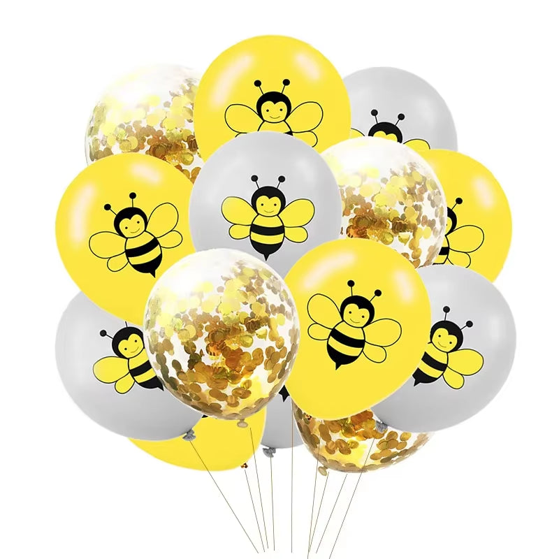 Bumble Bee Themed Happy Bee Day Balloons Happy Birthday Banner Honey Bee Party Decoration Cake Topper Baby Shower Party Supplies