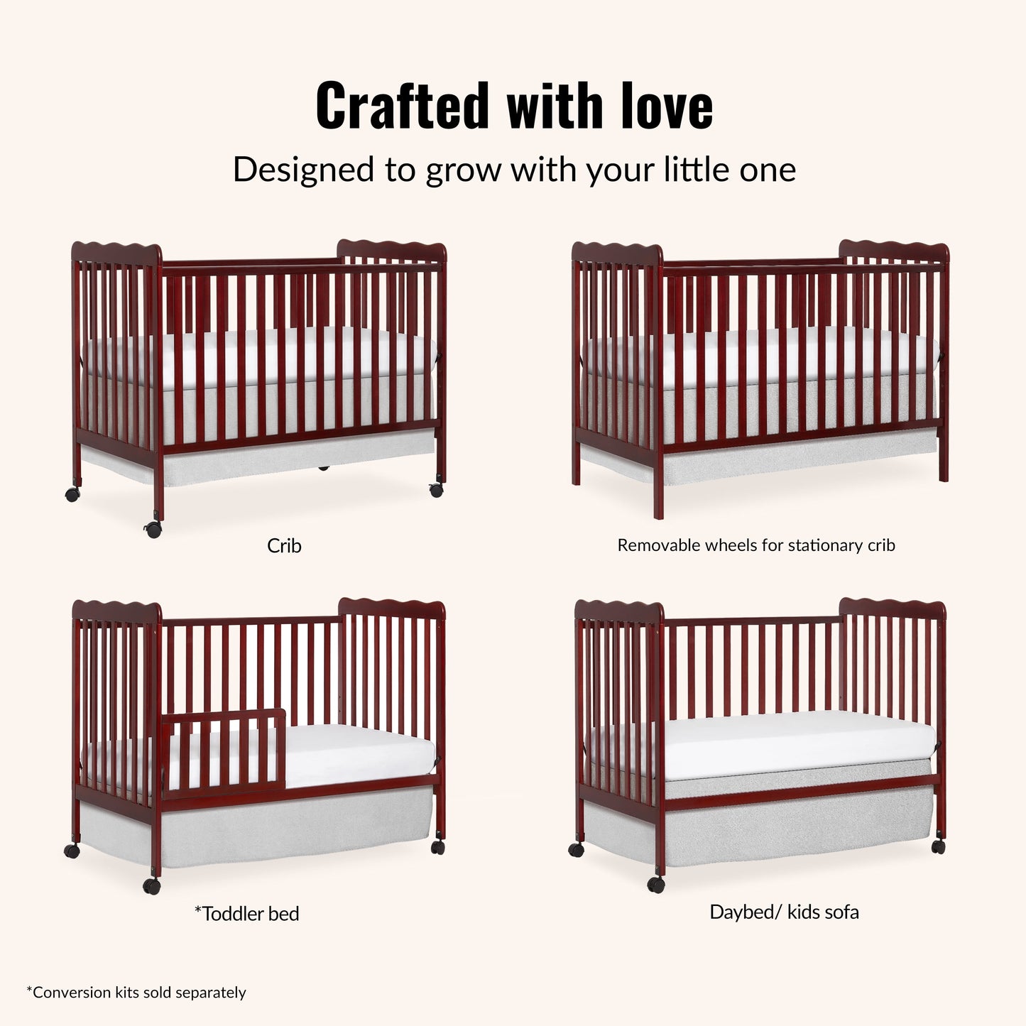 Carson Classic 3-In-1 Convertible Crib, Cherry