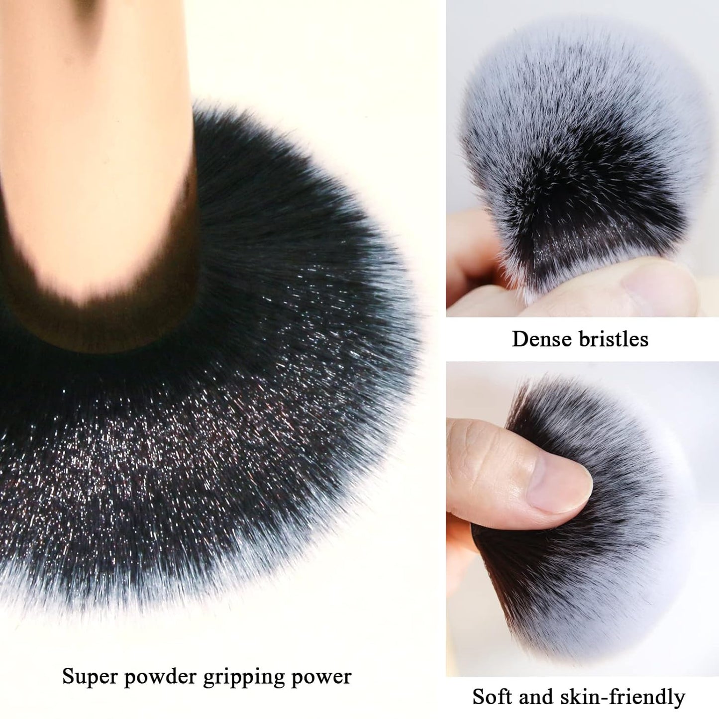 Makeup Brushes Powder Foundation Brush Flawless Powder Brush Set with Highlighter Brush Blush Brush with Wooden Handle Perfect for Blending, Buffing Liquid, Powder, Foundation, Cream, Concealer