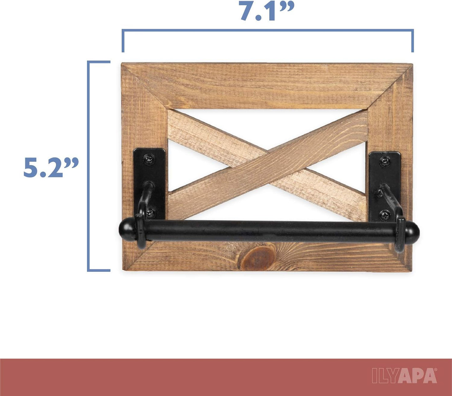 Farmhouse Toilet Paper Holder for Bathroom - Rustic Wood Wall Mount Toilet Roll Holder
