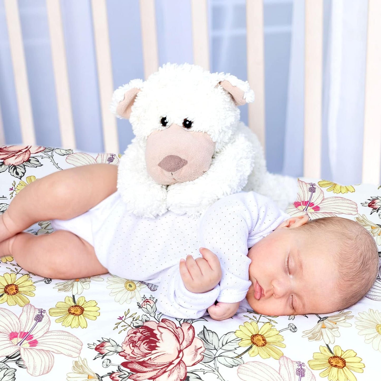 Crib Sheets for Girls Boys Neutral Baby Crib Fitted Sheets, 52 X 28-Inch Ultra Soft Snug Fits for Standard Crib & Toddler Mattress, Daisy Floral