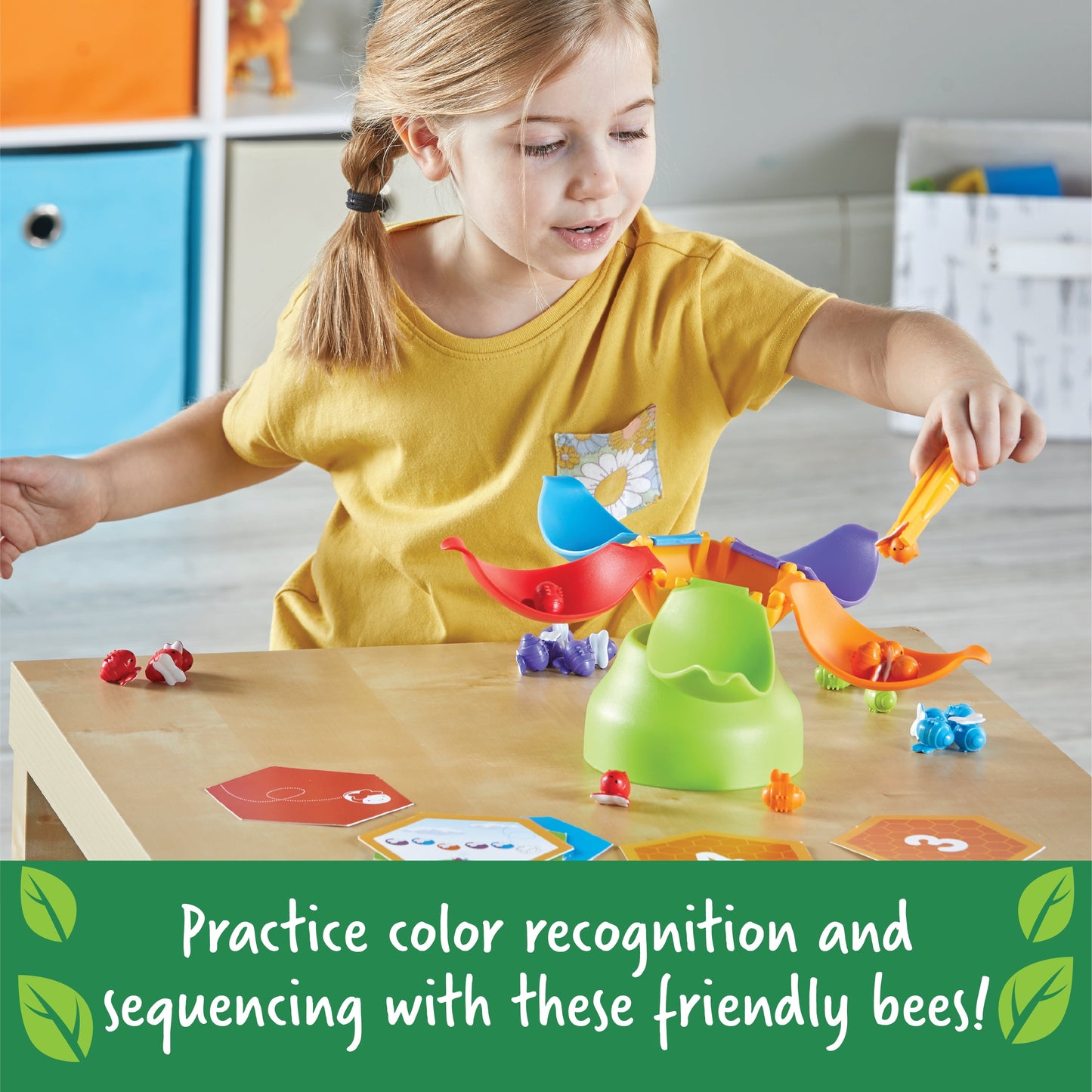 Blooming Balance Bees Fine Motor Sorting Set, 38 Pieces, Ages 3+, Preschool Learning Activities, Toddler Learning Toys 2-4, Montessori Toys, Sustainable Toys