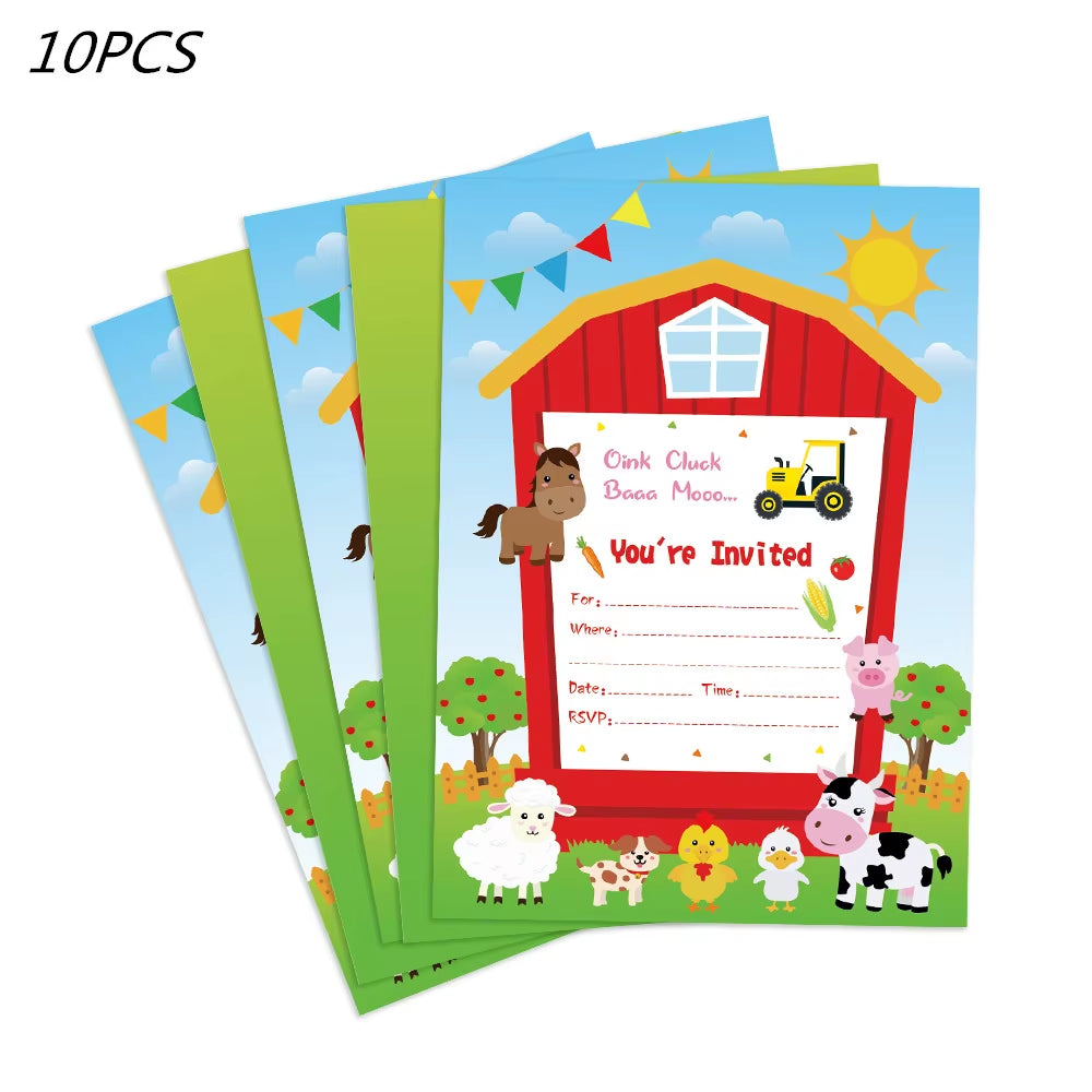 Farm Animals Theme Birthday Party Decoration Kids Paper Napkins Plates Cups Bags Disposable Party Tableware Decorative Plates