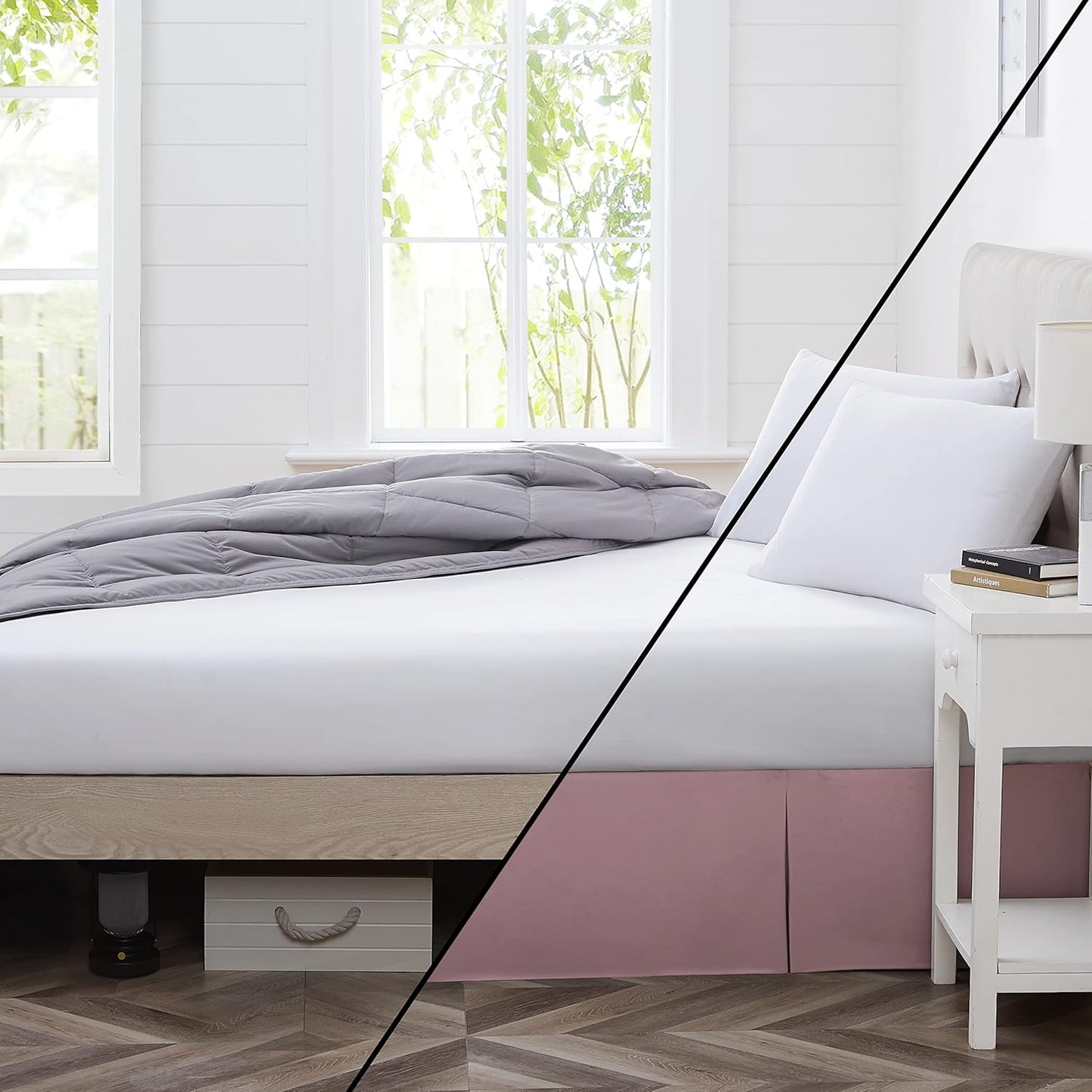 Hotel Quality King Bed Skirt - 15" Drop, Elegant Pleated Design, Premium Dust Ruffle/King Size Bed Skirt, Easy Care, Luxury Bed Skirt King Size, Lavender