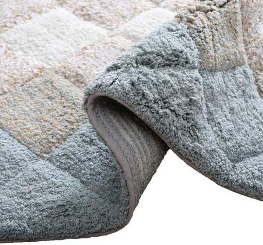 Bathroom Rugs Set 2Piece in 100%Cotton Albany Inspired Bath Rugs 21X32/17X34,Grey Beige Combo,Anitskid Bath Rugs Set,Cotton Bath Mat,Cotton Bath Rugs,Soft Absorbent Machine Washable,Non Slip Bath Rug