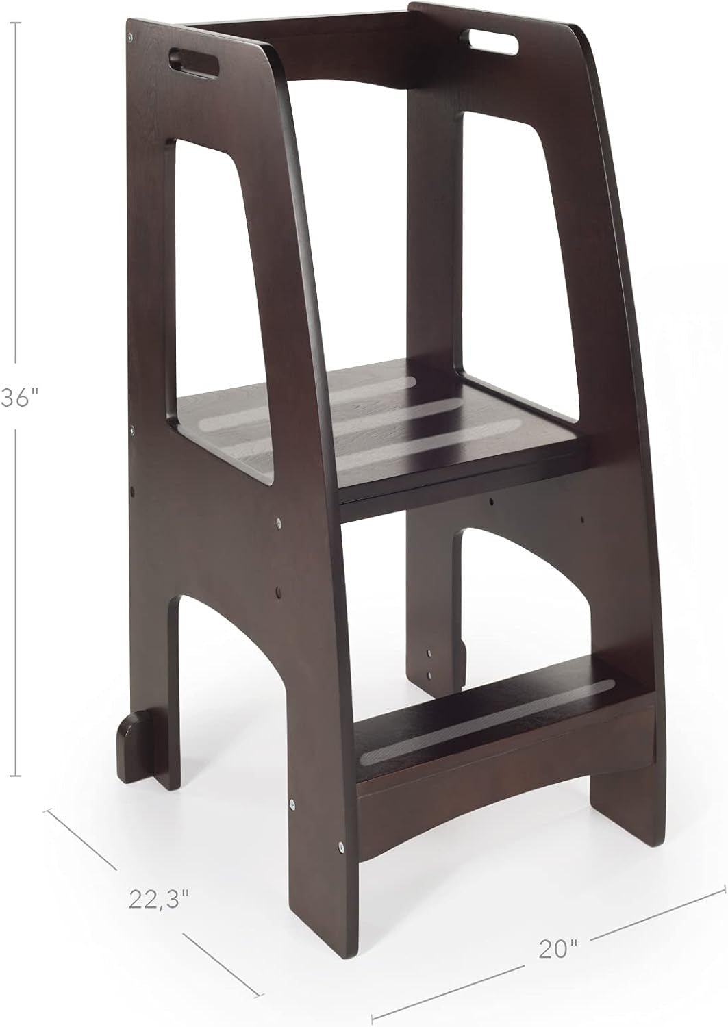 Tower Step-Up - Espresso: Adjustable Counter Height, Toddler Step Stool with Handholds for Little Children, Kids' Learning Furniture