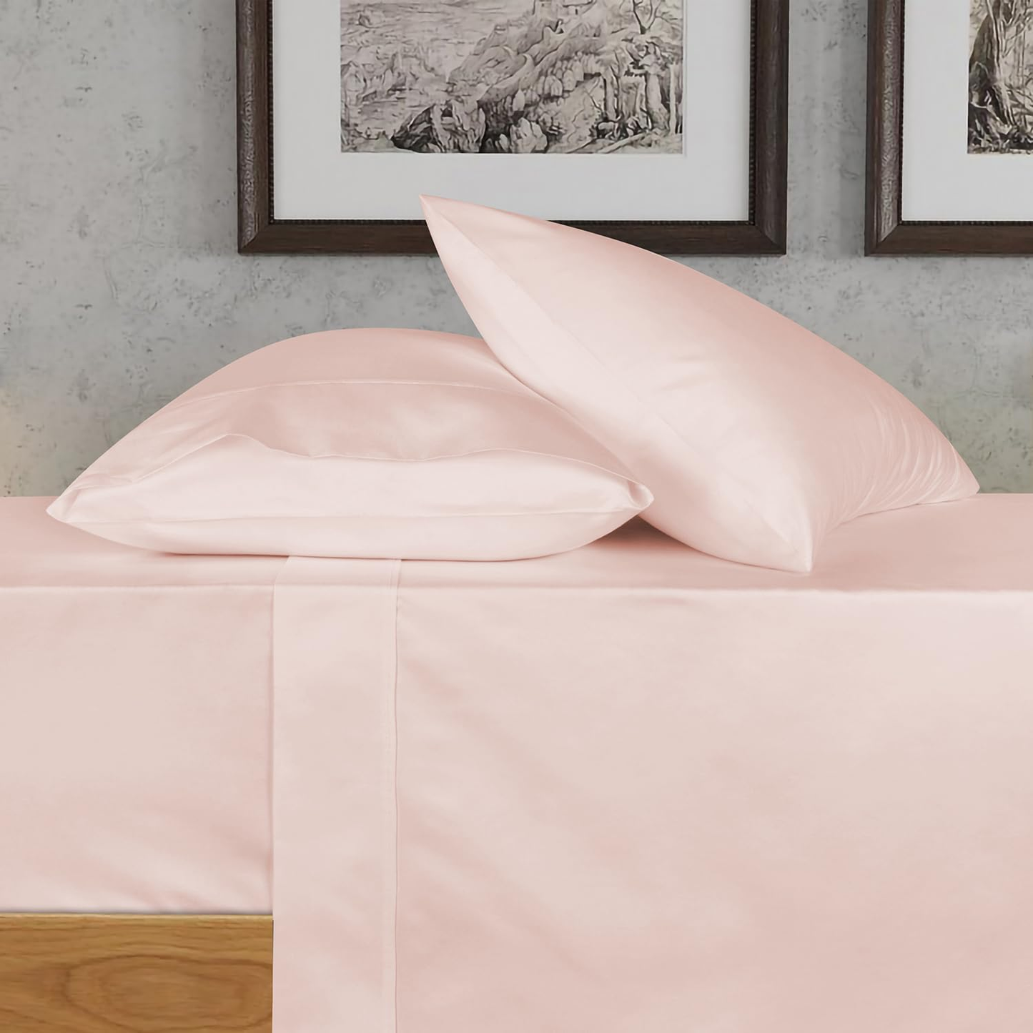 700 Thread Count King Size Egyptian Cotton Sheets, 4Pc Sheet Set Soft Luxury Bed Sheets for King Size Bed, Sateen Weave Hotel Sheets, 16'' Elasticized Deep Pocket - Blush Pink