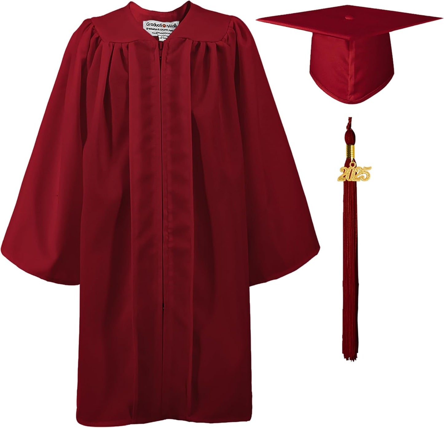 Matte Kindergarten Graduation Gown Cap Set with 2025 Tassel